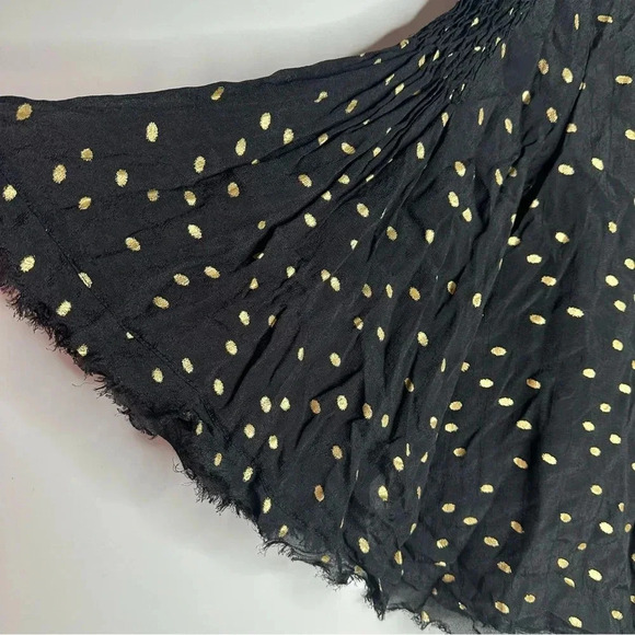 Floreat Anthropologie Everafter Black Metallic Gold Polka Dot Blouse Size Small - Picture 6 of 13